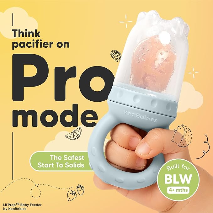 KeaBabies Baby Fruit Feeder 2pk - Silicone Baby Food Feeder for Babies 6-12 Months, Breast Milk Popsicle Teether, Weaning, Pacifier, Freeze Frozen Solid Food, Infant Feeding Essential (Ocean)