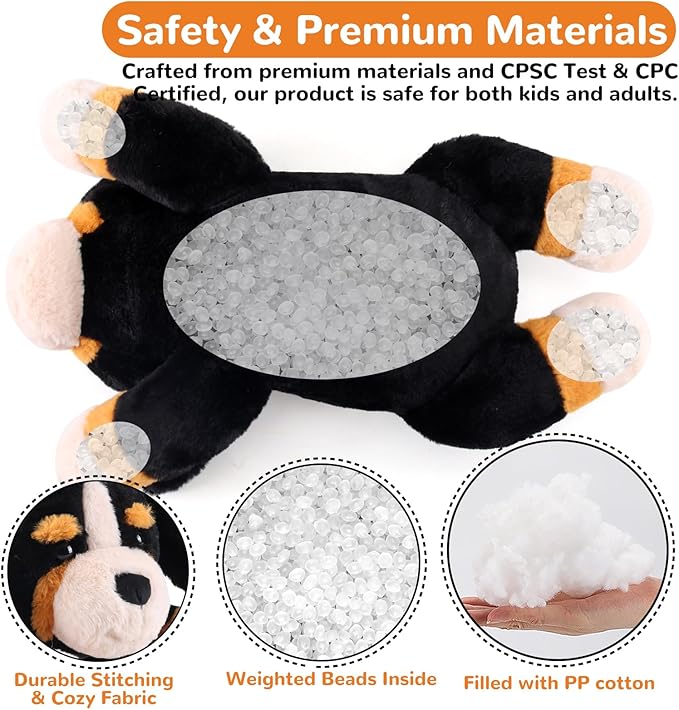 gnomantic Bernese Mountain Dog Weighted Stuffed Animals - 22 Inch 4.5 Pounds Weighted Plushies Dog Stuffed Animal - Big Plush Pillow - Cute Plush Toy Gifts for Kids & Adults (22" 4.5 lbs)