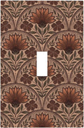 Earth Tone Floral Rustic Damask Boho Flower Decorative Light Switch Cover 1 Gang Single Toggle Device Electrical Faceplate Switchplates Decorator Outlet Wall Plate for Farmhouse Home Decor