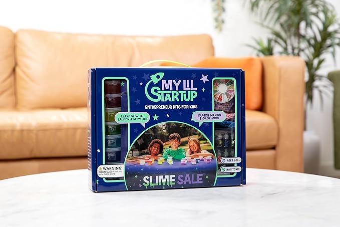 Kids Slime Business Kit, Entrepreneur Starter Set with Instruction Book, Sales Tracker, 20 Slime Colors, Decorative Beads, Business Learning Tools for Young Entrepreneurs