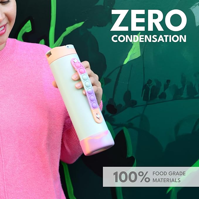 Elemental Iconic Kids Water Bottle for School - 100% Leak-Proof Insulated Water Bottles with Straw Lid & Pop-It Handle for Boys & Girls - Triple-Wall Insulated & BPA-Free, 20oz – Mint Sorbet