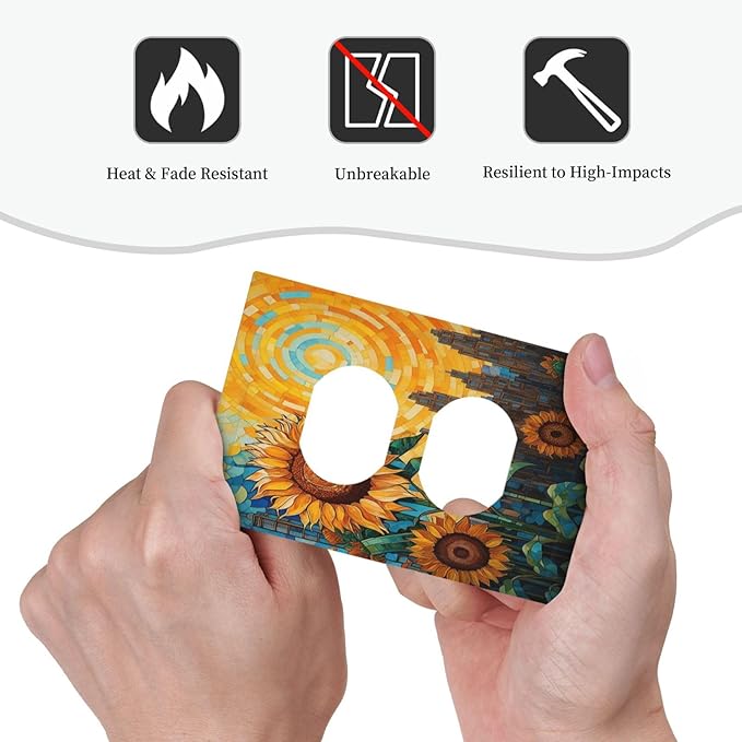 Abstract Sunflower Graffiti Floral Paint Art Flower Outlet Covers 1 Gang Duplex Electrical Receptacle Faceplate Light Switch Cover Wall Plate Decorative Switch Plates for Bedroom Living Room Decor