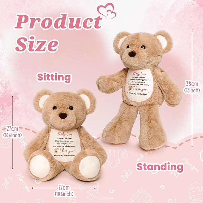 to My Love Teddy Bear for Valentines Day, I Love You Gift for Her, Wife, Girlfriend, Anniversary Engagement Proposal Wedding Valentines Gifts for Women, Valentines Day Gift Ideas 15"