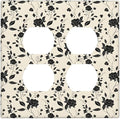 Black Rose Dark Romance Wildflowers Floral Outlet Covers 2 Gang Double Duplex Decorative Light Switch Covers Electrical Wallplates Socket Faceplate for Bedroom Living Room Decor
