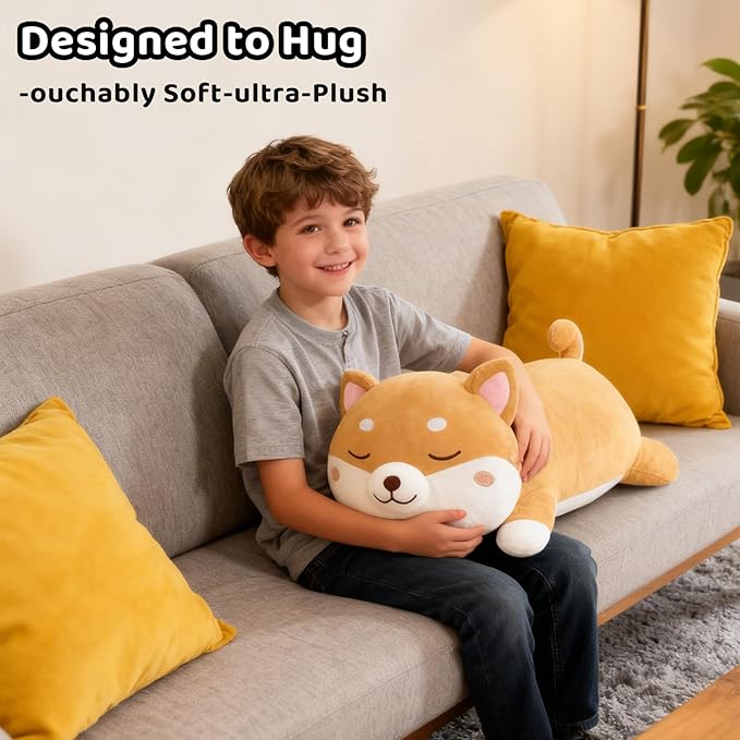 Finebee Weighted Shiba Inu Stuffed Animals, Cute Weighted Dog Plush, Soft Stuffed Weighted Shiba Inu Plushie Gifts for Kids & Adults(9.8" 0.8Lbs)