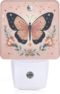 Butterfly Night Light, Boho Butterfly Flower Plug-in Wall Led Night Lights Decor for Boys Girls Room Decor,Nightlights with Light sensors 0.5W