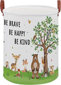 Woodland Baby Laundry Hamper,Bear Baby Boy Nursery Decor with Inspirational Quotes,Animal Toddler Laundry Hamper,Tree Storage Bin Fox Owl Towel Bin Clothes Book Toy Organizer Box(Green）