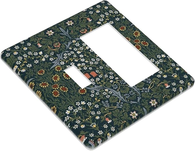 Outlet Covers Colorful Floral Boho Flower Plant Leaf 1 Toggle 1 Rocker Combination Decorative Wall Plate Electrical Switch Plates Light Switch Cover Plate For Bed Room Living Room Decor