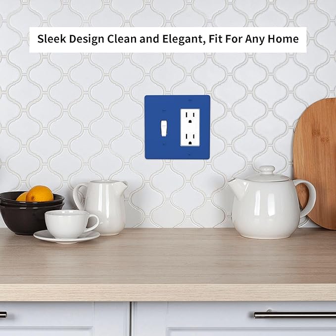 Blue 2 Gang Combination Light Switch Cover Decorative 1-Toggle 1-Decorator Wall Plate Electrical GFCI Combo Receptacle Faceplate