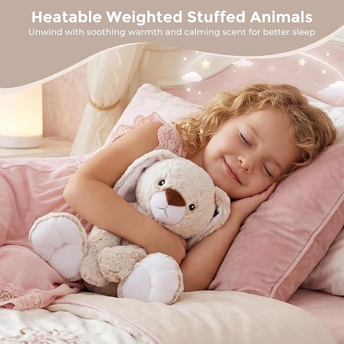 Bunny Microwavable Weighted Stuffed Animals,Heating Pad Animal for Period Cramps&Pain,Lavender Scented Heatable&Coolable Bunny Plushies Toy for Stress Relief,Gifts for Girls Kids Women