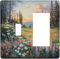 Outlet Covers Floral Landscape Rustic Nature Wildflower 1 Toggle 1 Rocker Combination Decorative Wall Plate Electrical Switch Plates Light Switch Cover Plate For Bed Room Living Room Decor