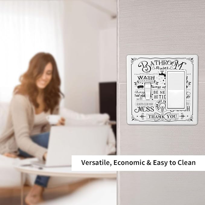 Bathroom Wash Inspirational Quote 2 Gang Single Toggle/Rocker Combination Light Switch Cover Decorative Wall Plate Cover Electrical Faceplate Art Decor