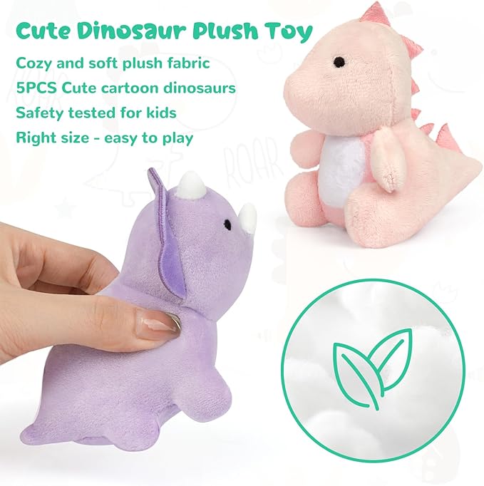 Soft Plush Dinosaur Toys, Cute Stuffed Dinosaur Egg with 5 Small Dino Plushies for Themed Party for Kids Girls Boys