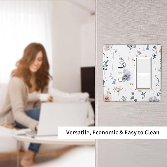Wildflowers Plant Leaves Floral Berry Outlet Covers 1 Toggle 1 Rocker Combination Decorative Wall Plate Electrical Switch Plates Light Switch Cover Plate for Bed Room Living Room Decor