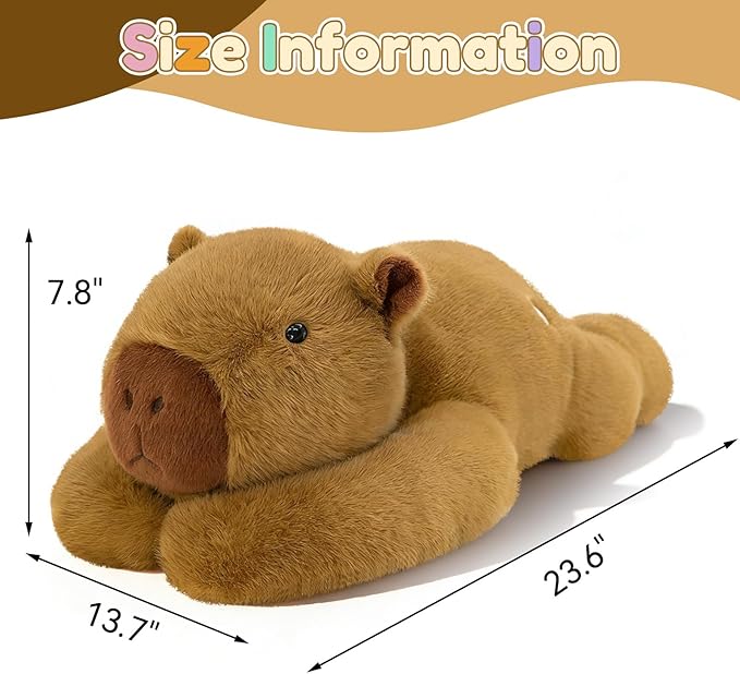 QUIRAI Capybara Plush 24" 3.3 lb Weighted Stuffed Animals, Capybara Stuffed Animal Soft Plush Pillow for Kids & Adults, Birthday & Graduation Gifts