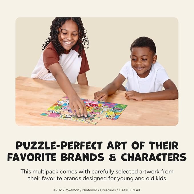 Buffalo Games - Pokémon 4-in-1 Kids Jigsaw Puzzle Multipack - 48, 72 & 100 Piece Puzzles - Colorful Character Art - Preschool Learning Activity -Ages 3-6+ - Birthday for Boys & Girls