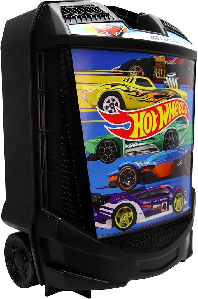 Hot Wheels 100-Car Storage Case – Large Capacity Organizer for 1:64 Die-Cast Vehicles with Handle and Latch, Durable Portable Carrying Case for Kids, Travel, and Toy Car Collectors