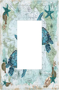Decorative Outlet Covers Nautical Green Sea Turtles Beach Blue Ocean 1 Gang Single Rocker Light Switch Cover Plate Wall Plates Gfci Faceplate For Bathroom Kids Room Decor