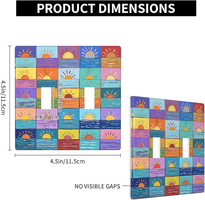 Sunrise Double Toggle Wall Plate Decorative 2 Gang Light Switch Covers Electrical Switchplate Home Decorate Faceplat for Bathroom Bedroom Kitchen Room 4.5 x 4.5 Inch
