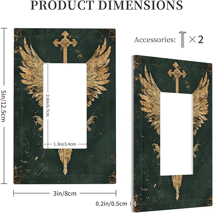 Medieval Retro Golden Eagle Totem Decorative Outlet Covers 1 Gang Single Rocker Wall Plates Gfci Faceplate Light Switch Cover Plate for Bedroom Living Room Decor