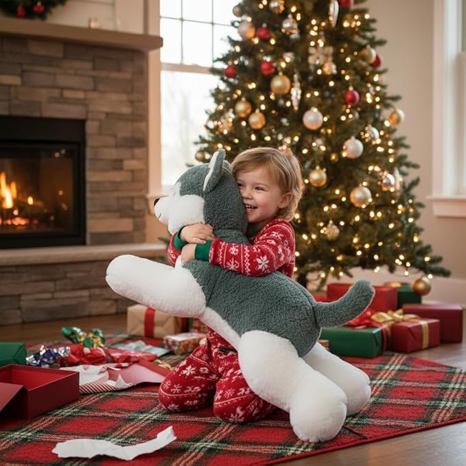 MorisMos Husky Stuffed Animal 28" Dog Stuffed Animal Husky Plush Stuffed Puppy Toy Dogs for Kids Stuffed Animals Plushie Dog Pillow Gift for Kids Boys Girls Birthday Christmas