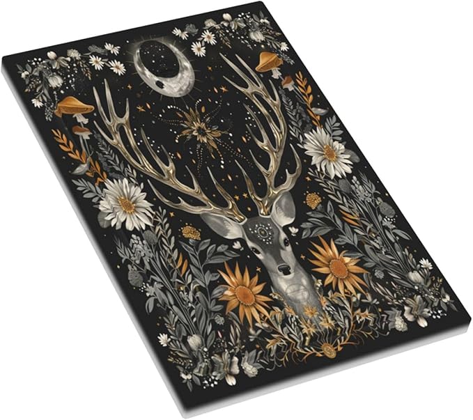 Light Switch Cover Vintage Deer Flowers Moon Natural Plants Floral Decorative Switch Plates 1 Gang Blank No Device Outlet Covers Electrical Wall Plates for Bathroom Bedroom Decor
