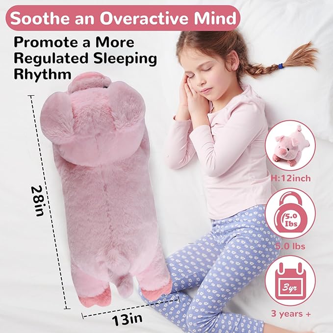 gnomantic Pig Weighted Stuffed Animals - 28 Inch 5.0 Pounds Weighted Plushies Pig - Large Plush Stuffed Animals Pillow - Cute Plush Toys Gifts for Kids & Adults