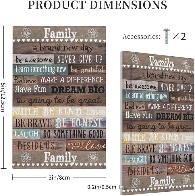 Rustic Vintage Country Farmhouse Family Home Inspirational Quotes Rules Cabin Wood 1-Gang No Device Blank Wallplate Jumbo Size Unused Outlet and Light Switch Cover Decorative Plug Face Plate Cover