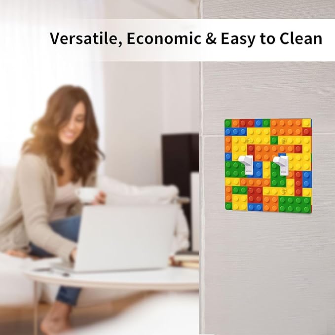 Colorful Bricks Double Light Switch Cover Plates Decorative 2 Gang Wall Plate Double Toggle Lightswitch Cover