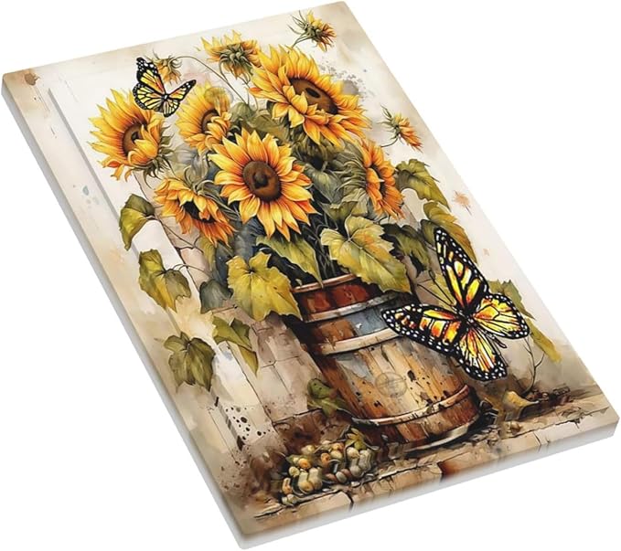 Light Switch Cover Plate Rustic Vintage Sunflower Bouquet Butterfly 1 Gang No Device Blank Electrical Wall Plates Faceplate Decorative Switch Plate for Farmhouse Cabin Decor