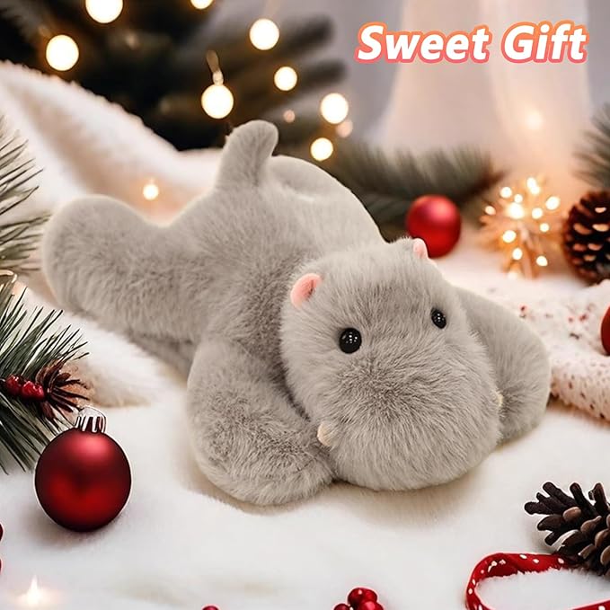 PEACH CAT Hippo Stuffed Animal Cute Hippopotamus Plushies Small Plush Toys Gifts for Kids Dark Gray