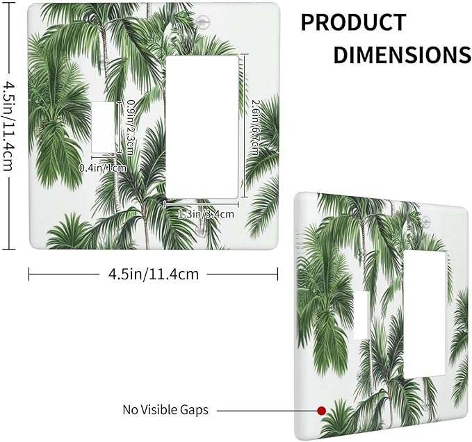 Outlet Covers Palm Trees Tropical Green Plant Palm Leaf 1 Toggle 1 Rocker Combination Decorative Wall Plate Electrical Switch Plates Light Switch Cover Plate For Bed Room Bathroom Decor