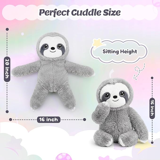 BRICHOEE 5lbs Weighted Sloth Stuffed Animals, 20'' Weighted Comfort Sensory Soothing Plush Toy, Cuddling Calming Cuddle Companion Gifts for Adults & Kids