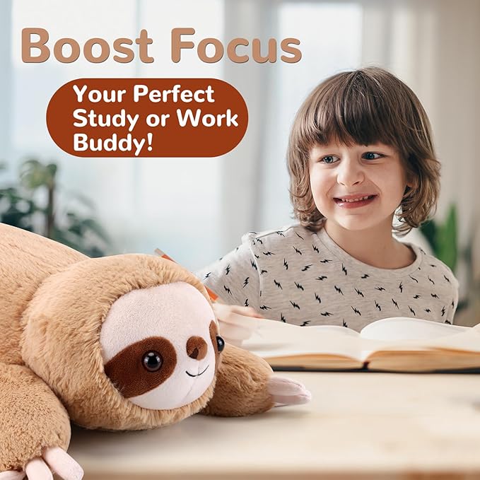 gnomantic Sloth Weighted Stuffed Animals - 28 Inch 5.0 Pounds Weighted Plushies Sloth Stuffed Animal - Large Plush Pillow - Cute Plush Toy Gifts for Kids & Adults (28" 5.0 lbs)