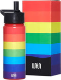 Wildkin Kids 18oz Stainless Steel Water Bottle – BPA-Free, Leakproof, Insulated, Easy-Clean - Rainbow Stripe