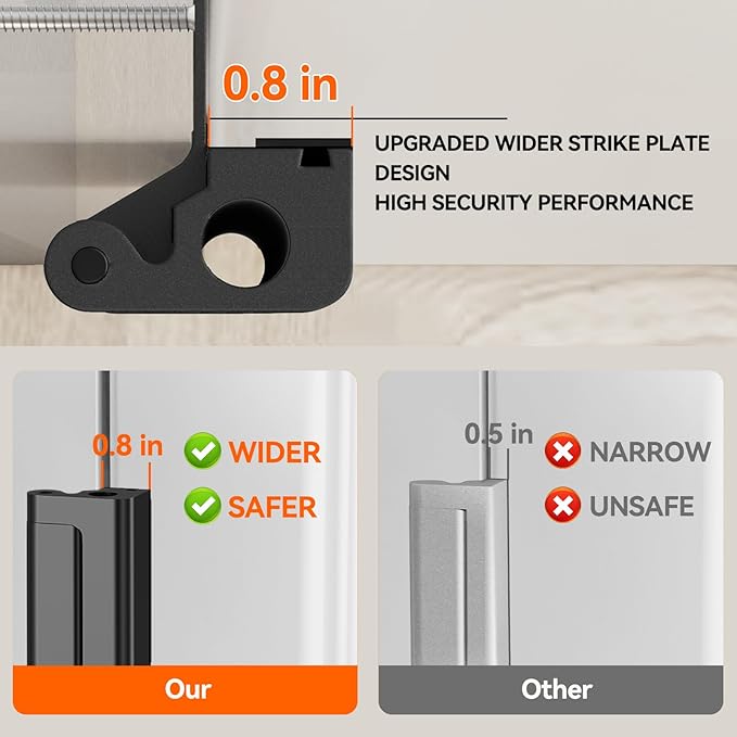 Tonitrui Home Security Door Reinforcement Lock for Front/Inward Swing Doors - Upgraded Reinforced 1200lbs Capacity, Night Kids Safety Metal Flip Deadbolt Latch (3Pack Black)