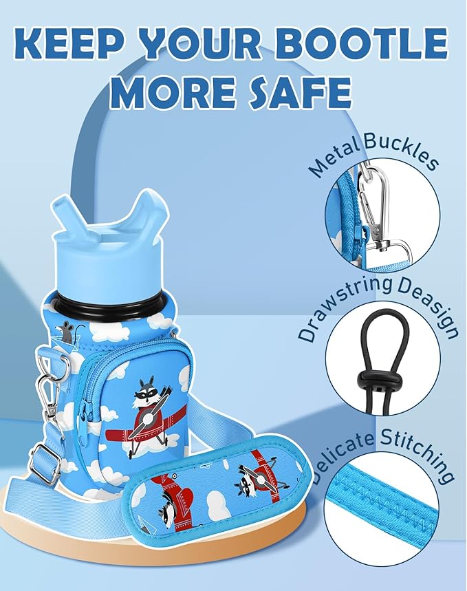 Miss Adola Water Bottle Carrier with Strap - Insulated Kids Water Bottle Holder for Boys Girls Bottle Bag for 10-18Oz