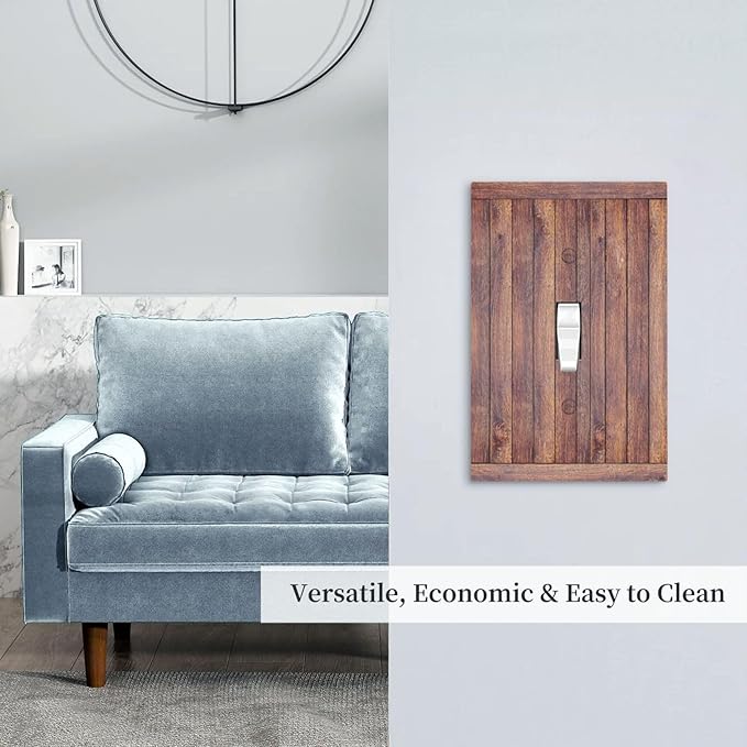 Decorative Switch Cover Plate with Wood Texture Rustic Vertical Planks Brown Design Single Gang Toggle Switch Plate Light Switch Covers Artistic Faceplate Vintage Aesthetic Kitchen/Bedroom