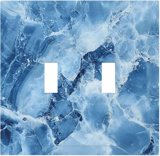 Outlet Covers Blue Marble Abstract Luxury Modern 1 Gang Duplex Light Switch Cover Plate Decorative Wall Plates Electrical Switchplate Receptacle for Bathroom Bedroom Decor（2 Pack）