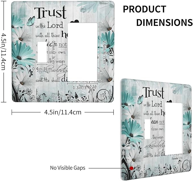 Rustic Teal Daisy Bible Verse Wooden Inspirational Quote Outlet Covers 1 Toggle 1 Rocker Combination Decorative Wall Plate Electrical Switch Plates Light Switch Cover Plate for Bedroom Living Room