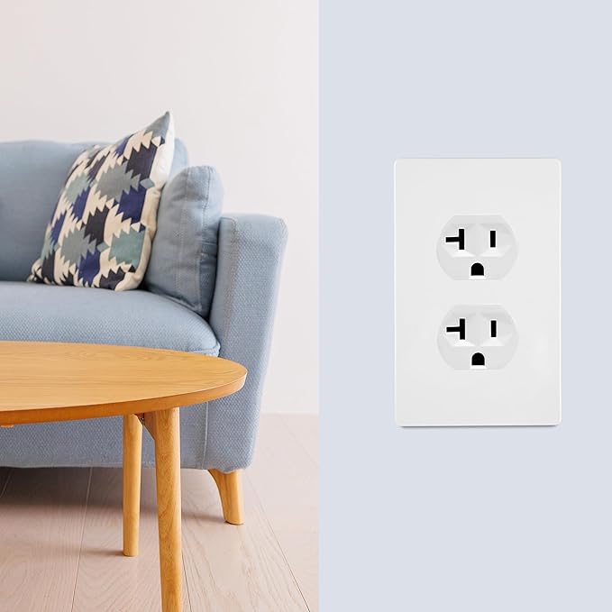 Bates Screwless Duplex Wall Plates, 6 Pack White - Screwless Wall Plate Cover - Electrical Wall Outlet Cover