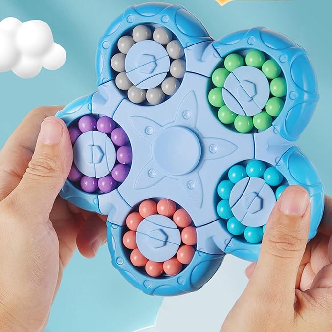 YUDANSI Magic Bean Puzzle Toy, Rotating Magic Bean & Fidget Cube 2-in-1, Rotating Magical Cube Fidgets Gift for Kids Boys Girls Age 3+, 5-7, 8-12, Brain Teaser Fingertip Toys for Teens Adults