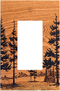 Pine Forest Natural Scenery Silhouette Wood Grain Decorative Outlet Covers 1 Gang Single Rocker Light Switch Cover Plate Wall Plates GFCI Faceplate for Farmhouse Home Decor