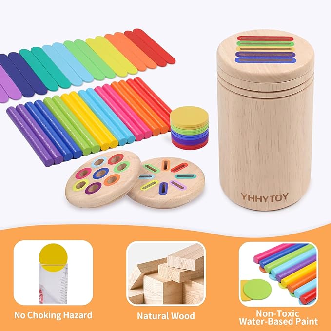 YHHYTOY Montessori Toys for 2 3 4 Years Old, 3 in 1 Educational Sensory Color Sorting Toys for Toddlers 1-3, Fine Motor Skills Preschool Learning Activities, 2 3 4 Year Old Girls Boys Birthday Gifts