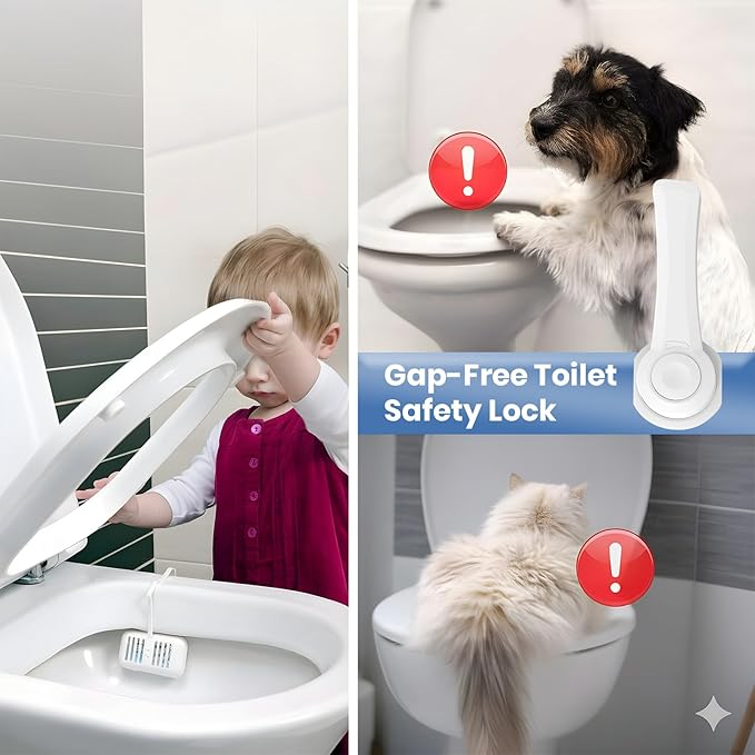 Baby Proofing Toilet Seat Locks (2-Pack) - Ideal Baby Proof Toilet Lid Locks (8.5" L x 3" W) - Easy Installation Toilet Locks Set - No Tools Required