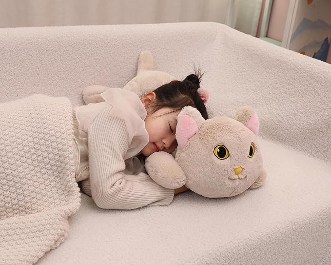 YESGIRL 26.4 inch 5 lbs Cat Weighted Stuffed Animals, Large Weighted Plush Animal, Cute Plush Toy Pillow, Soft Kawaii Plushie Gifts for Adults, Kids, Boys and Girls (Light Gray)