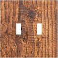 Brown Wood Grain Rustic Natural Burl Print Decorative Switch Plates 2 Gang Double Toggle Outlet Light Switch Cover Wall Plate Electrical Faceplate for Farmhouse Home Decor