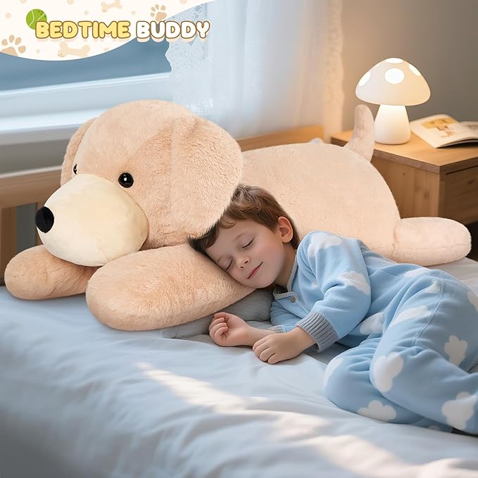SuzziPals 43 inch Golden Retriever Giant Dog Stuffed Animal, Lifelike Jumbo Dog Plush for Stress Relief & Companion, Extra Soft Large Stuffed Animals, Big Plushies Gifts for Kids Adults