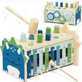 Lehoo Castle Baby Montessori Toys for 1 2 Year Old, Wooden Hammering Pounding Toy with Xylophone, Educational Learning Activities for 1 2 3 Year Old Boys First Christmas Birthday Gifts - Dinosaur