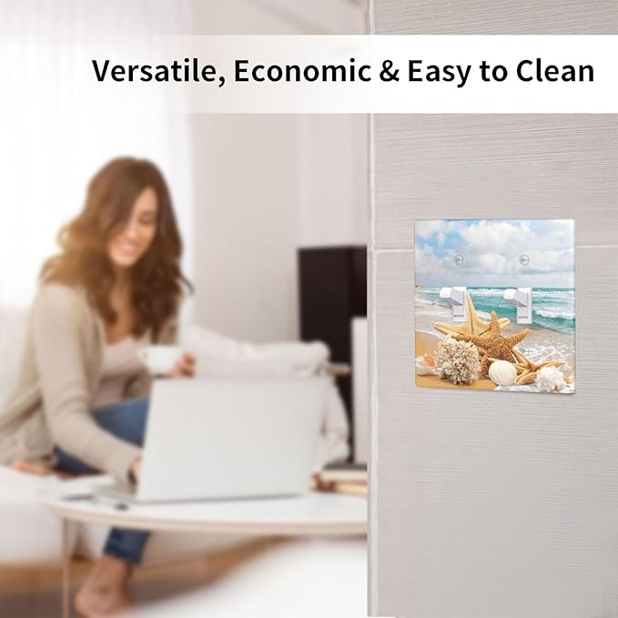 Ocean Beach Seashell Double Light Switch Cover Plates Decorative 2 Gang Wall Plate Double Toggle Lightswitch Cover